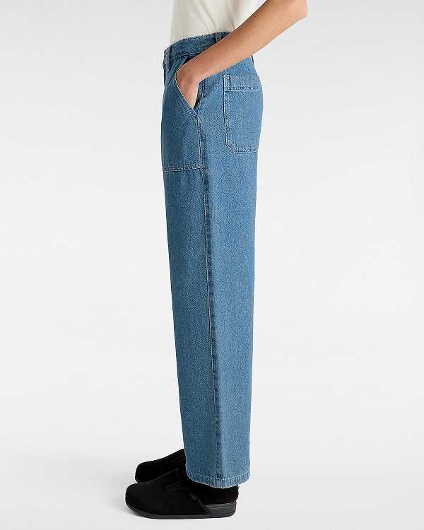 Blue Vans Union Relaxed Denim Carpenter Women Pants | VN1796840