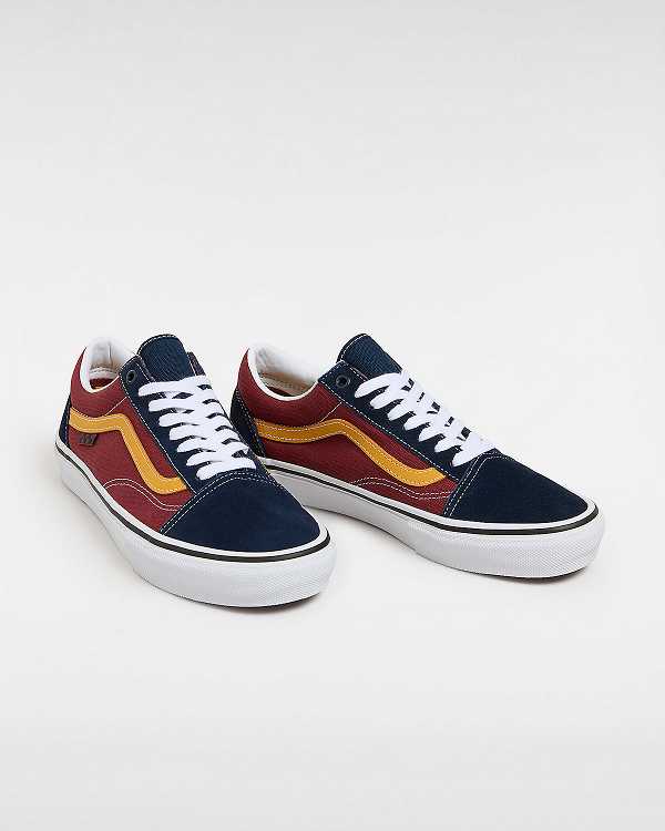 Blue / Burgundy Vans Old Skool Men Skate Shoes | VN0743568