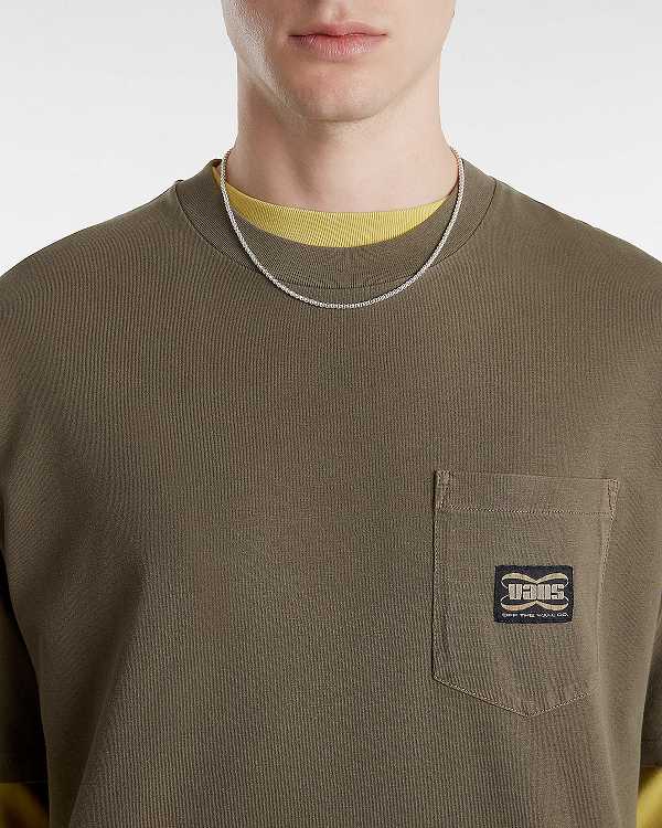 Brown Vans Hyper Patch Pocket Men T Shirts | VN8596042