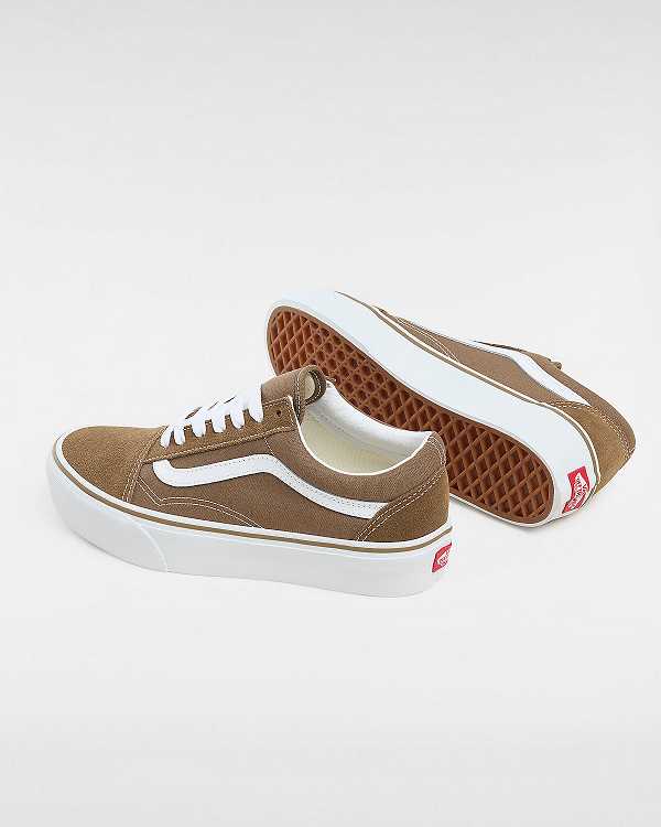 Brown Vans Old Skool Women Platform Shoes | VN7583642