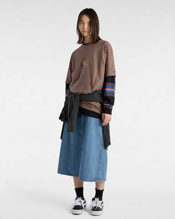 Brown Vans Skate Star Women T Shirts | VN8539140