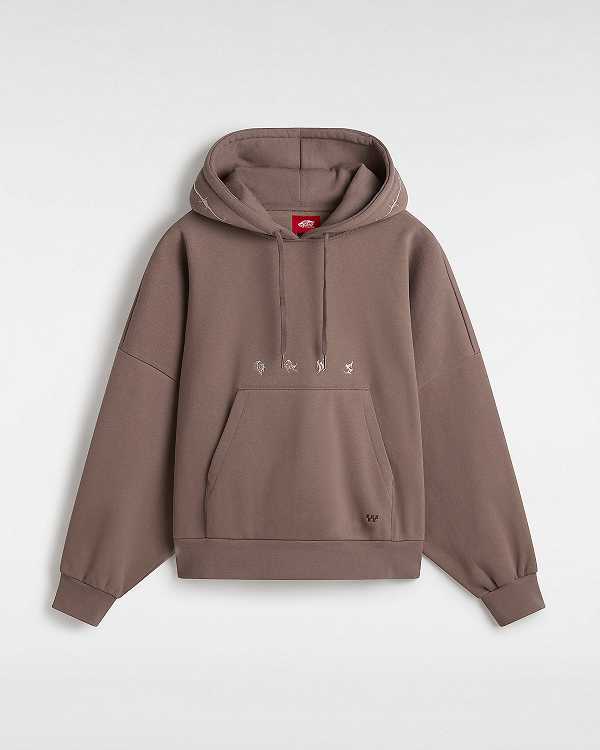 Brown Vans Skate Wire Loose Women Hoodie | VN1935784