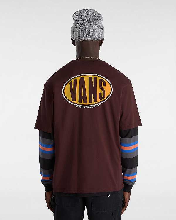 Brown Vans Spray On Men T Shirts | VN1340896