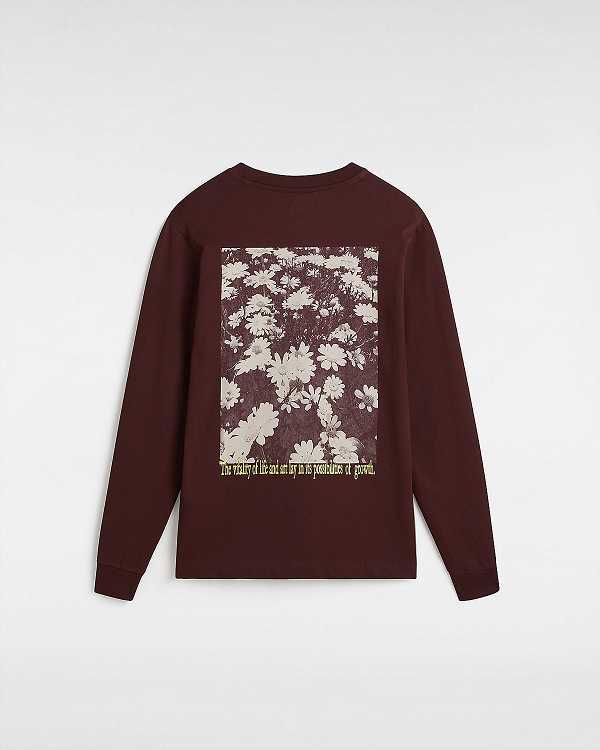 Brown Vans Vitality Fields Long Sleeve Women T Shirts | VN6972418
