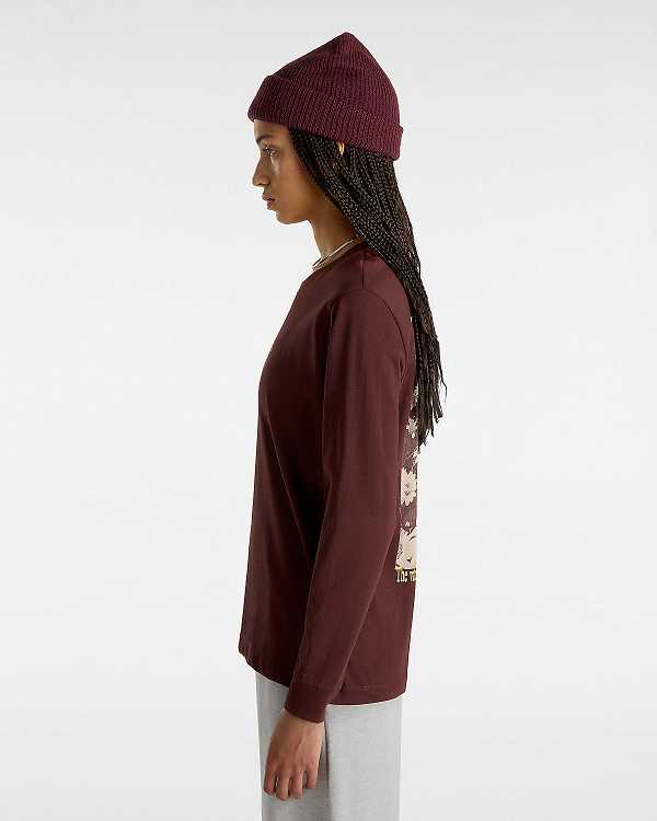Brown Vans Vitality Fields Long Sleeve Women T Shirts | VN6972418