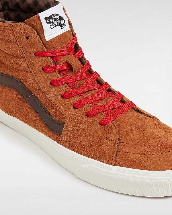 Brown / Orange Vans Sk8-Hi Pig Suede Men Skate Shoes | VN0159472