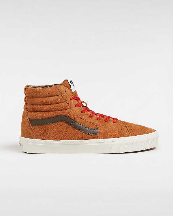 Brown / Orange Vans Sk8-Hi Pig Suede Men Skate Shoes | VN0159472