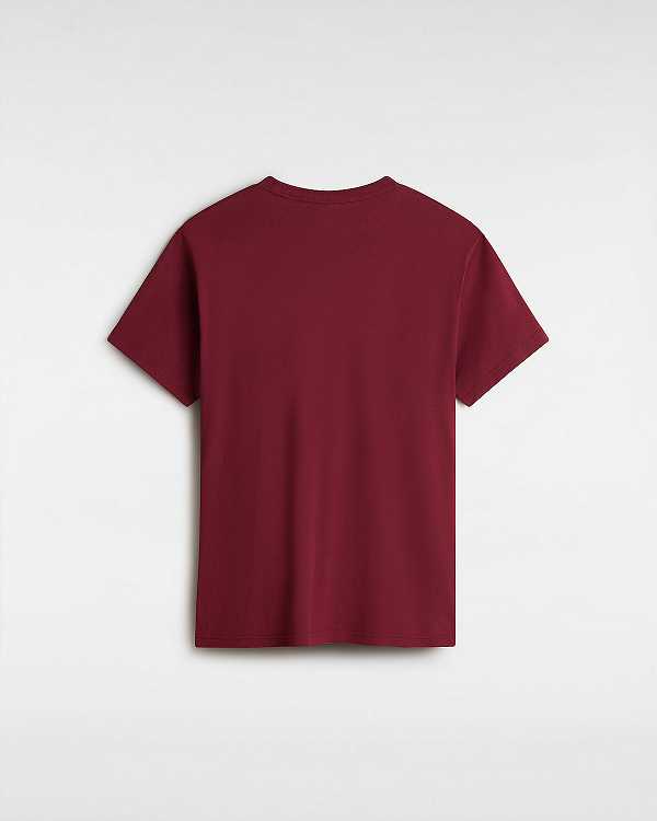 Burgundy Vans Left Chest Logo Men T Shirts | VN1405687
