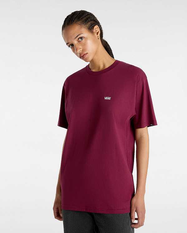 Burgundy Vans Left Chest Logo Men T Shirts | VN1405687