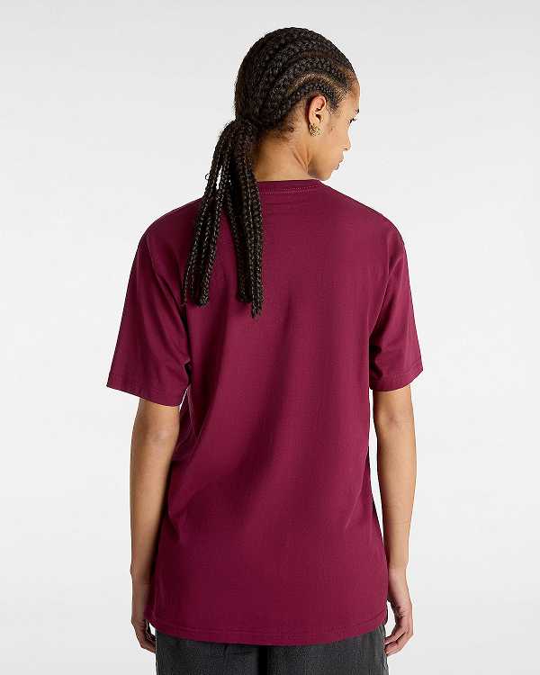 Burgundy Vans Left Chest Logo Men T Shirts | VN1405687