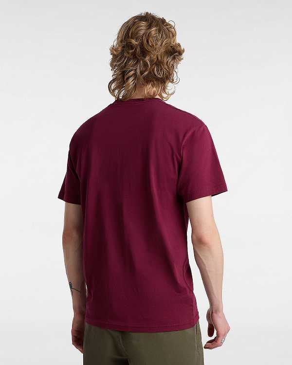 Burgundy Vans Left Chest Logo Women T Shirts | VN0527436