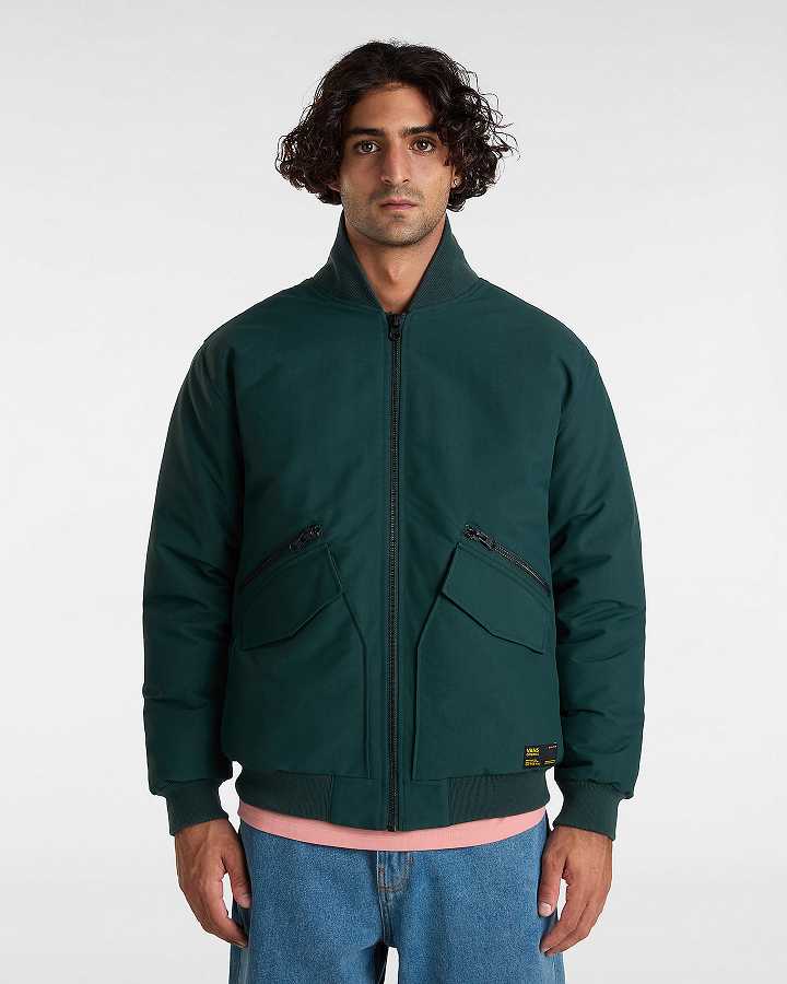 Green Vans Clifton Down Men Bomber Jackets | VN4589073