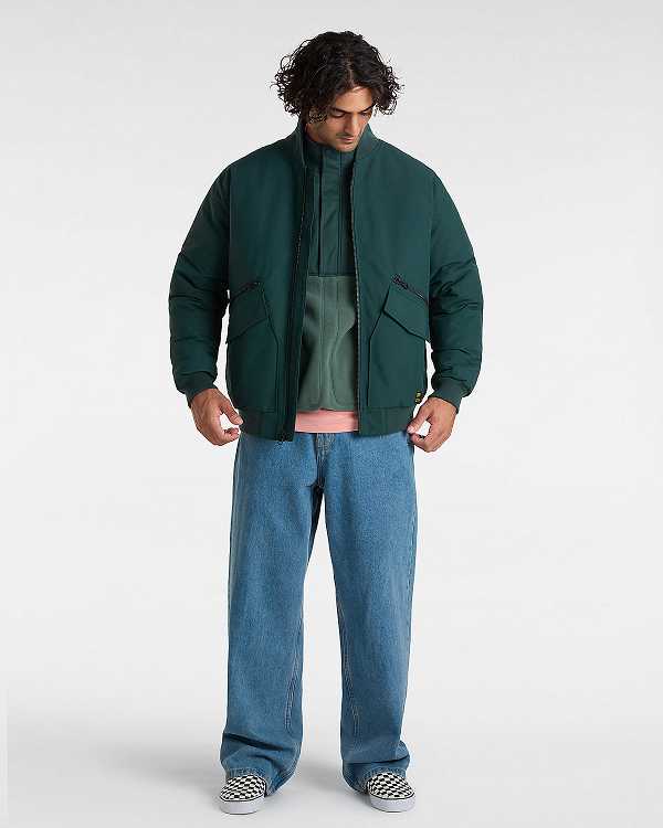 Green Vans Clifton Down Men Bomber Jackets | VN4589073