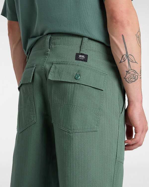 Green Vans Fatigue Loose Tapered Men Pants | VN2109745
