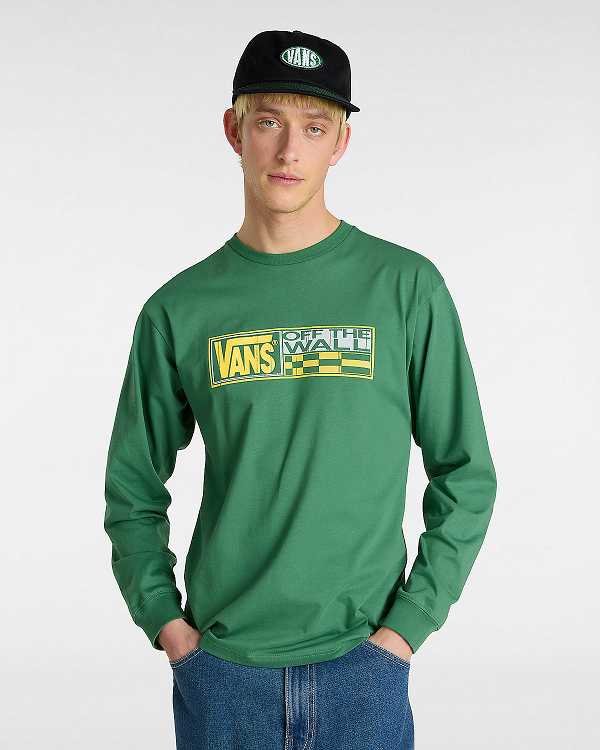 Green Vans Hi Stretch Long Sleeve Men T Shirts | VN0847253