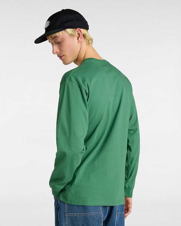 Green Vans Hi Stretch Long Sleeve Men T Shirts | VN0847253