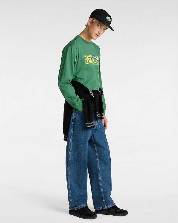 Green Vans Hi Stretch Long Sleeve Men T Shirts | VN0847253