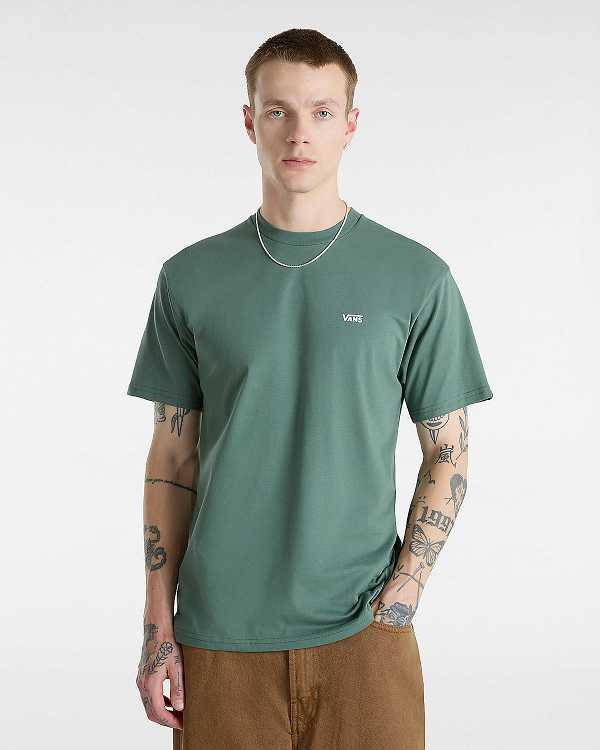 Green Vans Left Chest Logo Men T Shirts | VN4150937