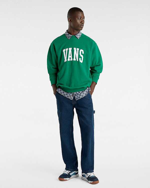 Green Vans Original Standards Varsity Loose Crew Men Sweatshirt | VN8413750