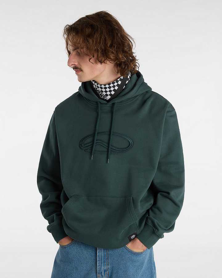 Green Vans Oval Loose Men Hoodie | VN9861450