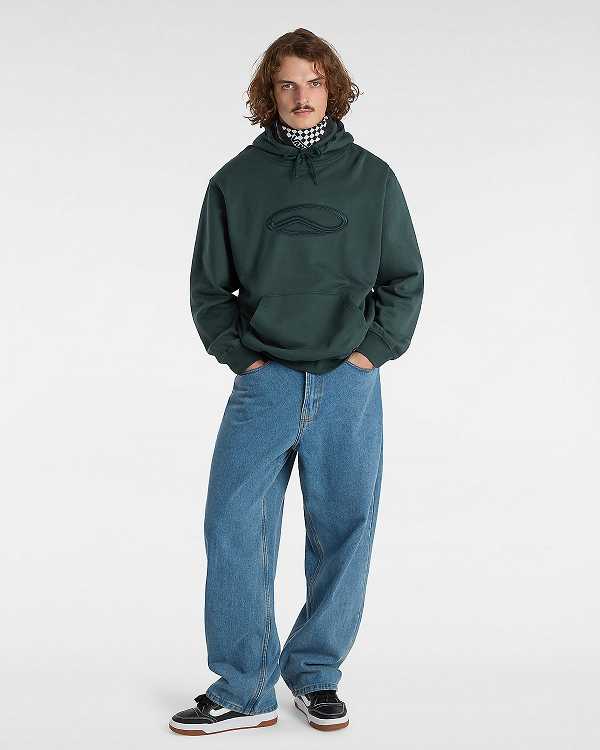 Green Vans Oval Loose Men Hoodie | VN9861450