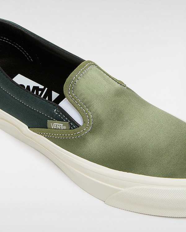 Green Vans Premium 98 Satin Women Slip On Shoes | VN8236597