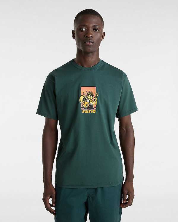 Green Vans Robbie Men T Shirts | VN8051967