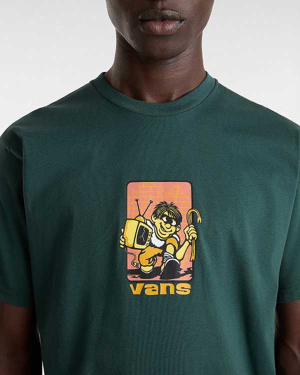 Green Vans Robbie Men T Shirts | VN8051967