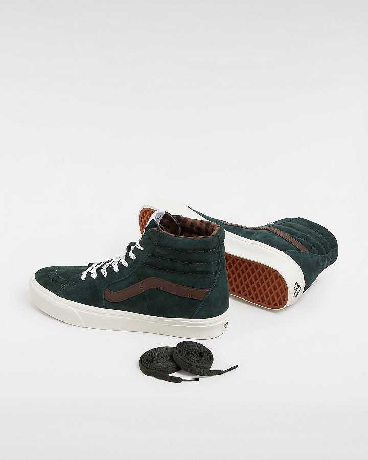 Green Vans Sk8-Hi Pig Suede Men Skate Shoes | VN8793502