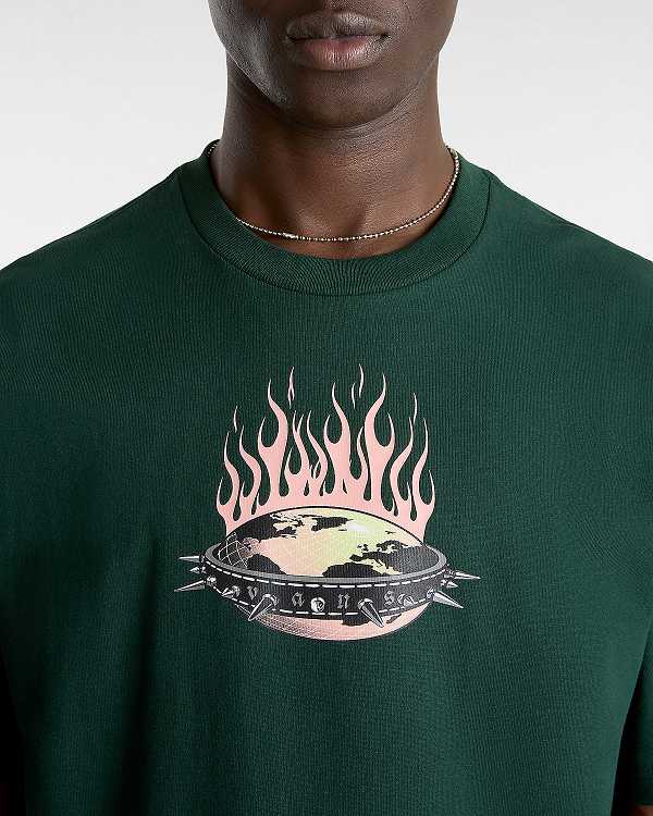 Green Vans Skate Global Dominance Men T Shirts | VN8607451
