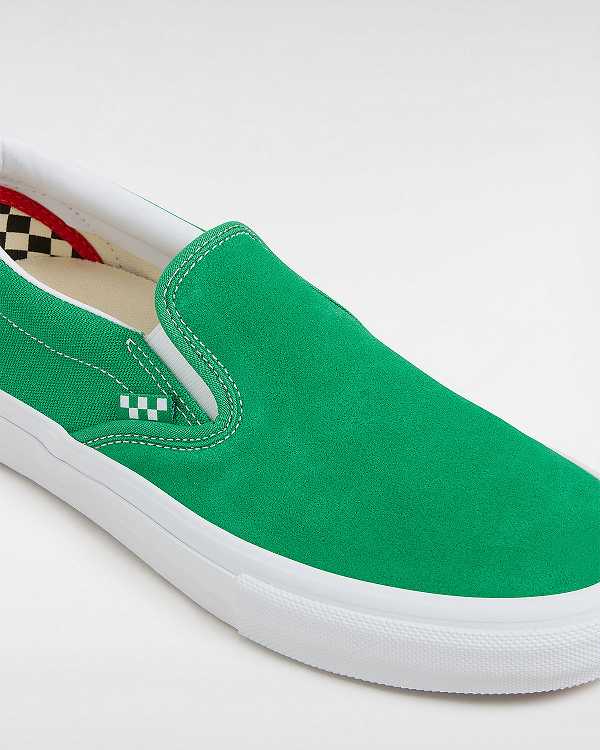 Green / White Vans Skate Women Slip On Shoes | VN7409862