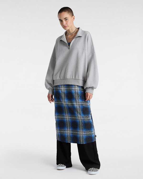 Grey Vans Elevated Double Knit Loose Mock Neck Women Sweatshirt | VN3820159