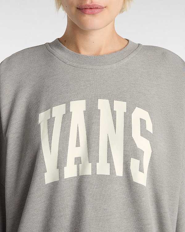 Grey Vans Stadium French Terry Loose Crew Women Sweatshirt | VN6817920