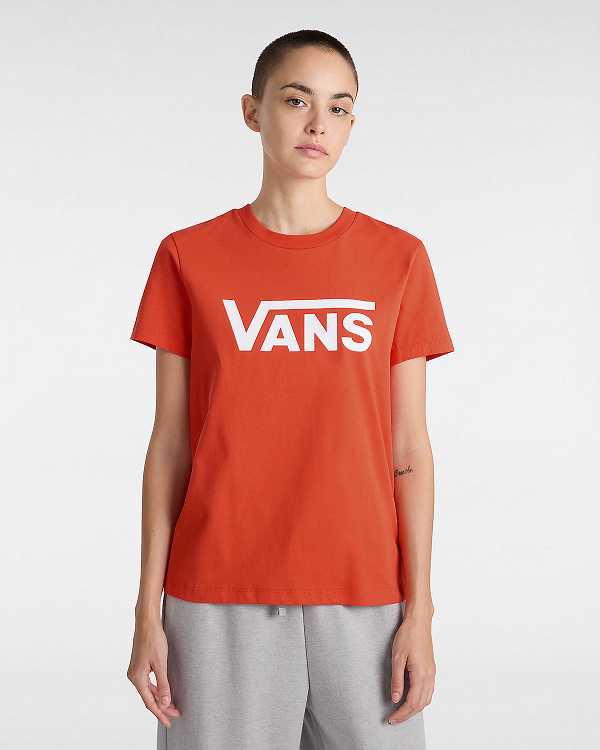 Orange Vans Flying V Crew Women T Shirts | VN4036192