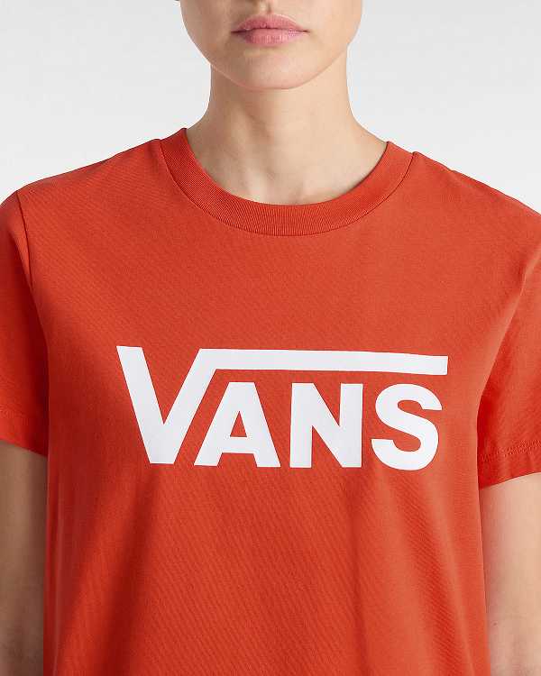 Orange Vans Flying V Crew Women T Shirts | VN4036192