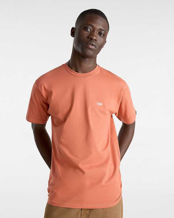 Orange Vans Left Chest Logo Men T Shirts | VN6725493