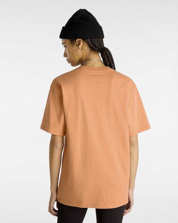 Orange Vans Left Chest Logo Women T Shirts | VN1263987