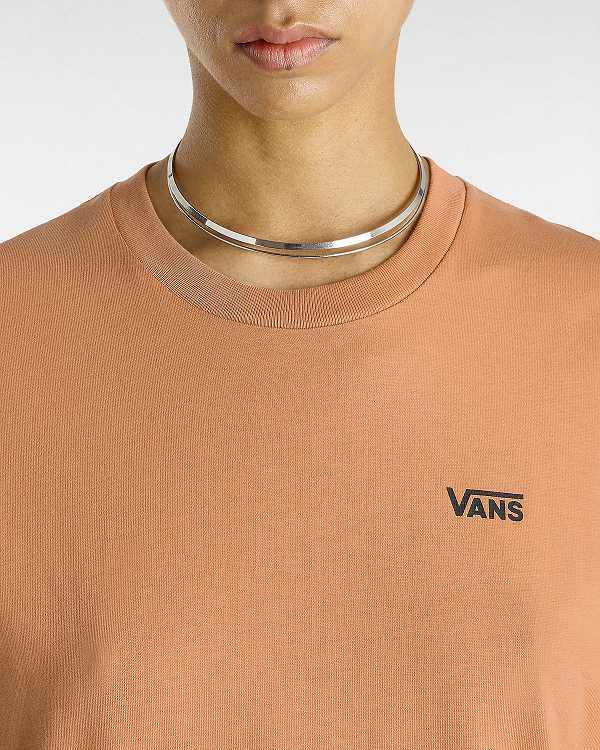 Orange Vans Left Chest Logo Women T Shirts | VN1263987