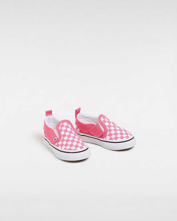 Pink Vans Hook and Loop Checkerboard (1-4 Years) Kids' Slip On Shoes | VN1463208