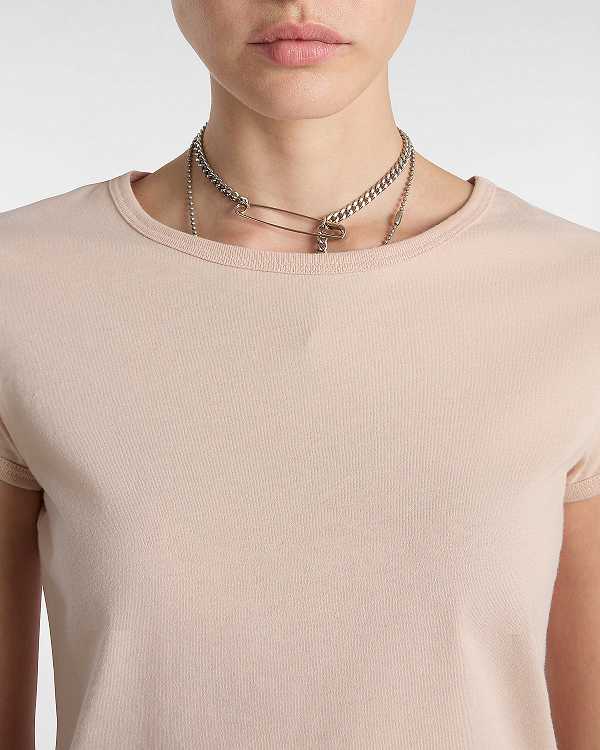 Pink Vans Premium Short Sleeve Baby Women T Shirts | VN3290674