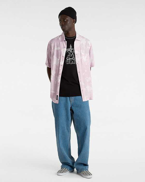 Purple Vans Camp Loose Collar Men Shirts | VN9163280