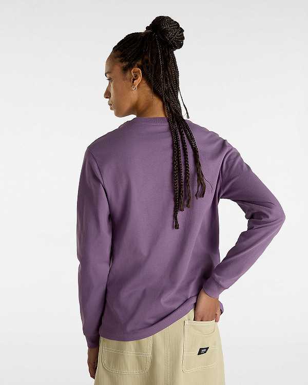 Purple Vans Flying V Classic Long Sleeve Women T Shirts | VN8731940