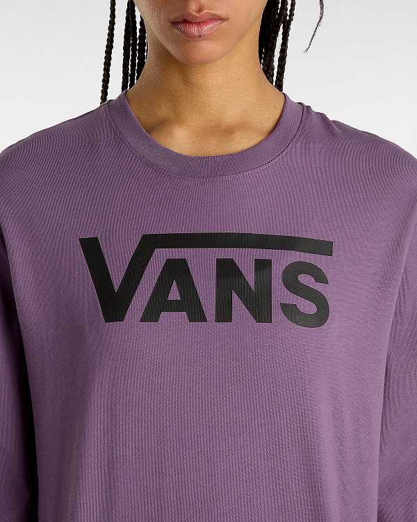 Purple Vans Flying V Classic Long Sleeve Women T Shirts | VN8731940