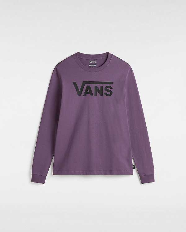 Purple Vans Flying V Classic Long Sleeve Women T Shirts | VN8731940