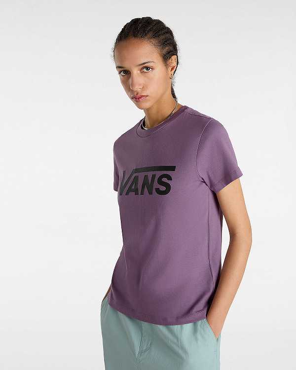 Purple Vans Flying V Crew Women T Shirts | VN1508396
