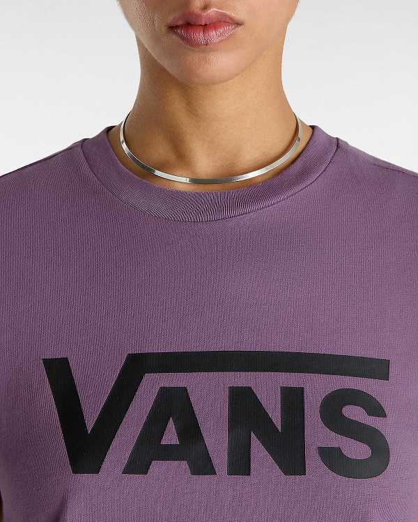 Purple Vans Flying V Crew Women T Shirts | VN1508396