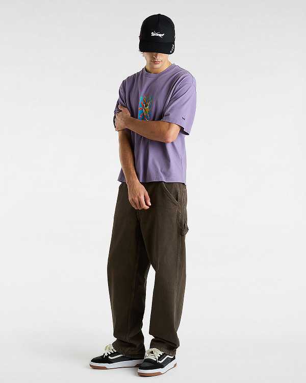 Purple Vans Skate Clay Men T Shirts | VN4251673