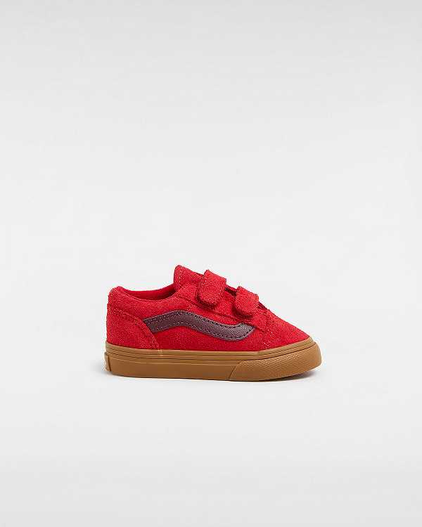 Red Vans Old Skool Hook And Loop (1-4 Years) Kids\' Sneakers | VN9106835