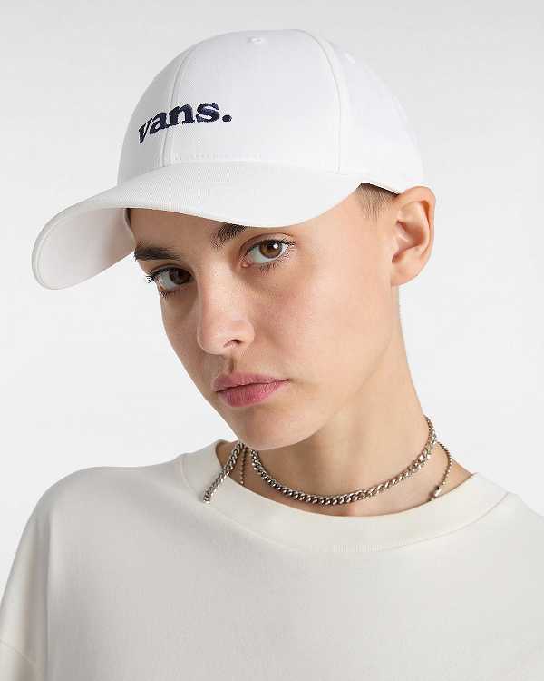 White Vans 66 Structured Jockey Unisex Hats | VN8796430