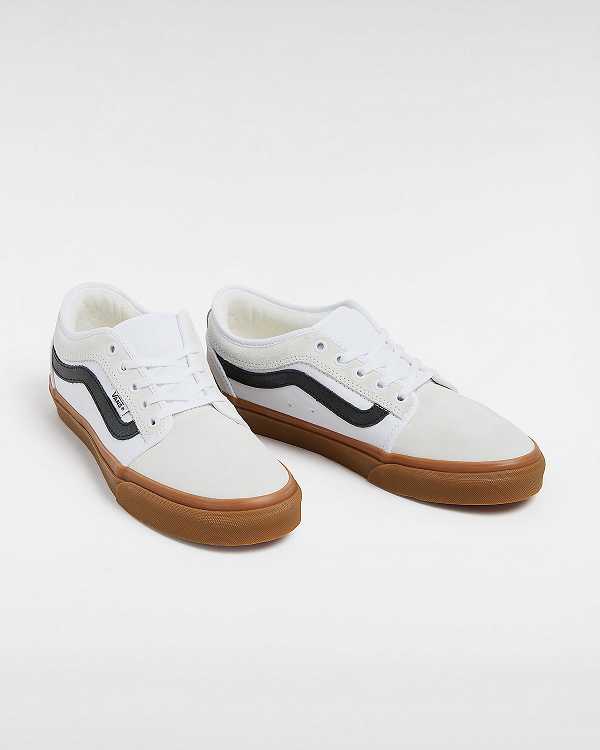 White Vans Chukka Low Sidestripe Men Skate Shoes | VN4190725
